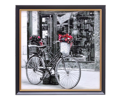 Quadro Bicicleta Flores Preto, Branco e Vermelho, multicolor | WestwingNow
