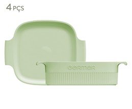 Jogo de Travessas em Porcelana Orletti Verde