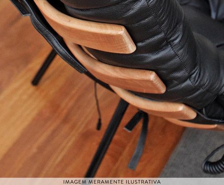 Poltrona Costela com Massageador em Couro Legítimo - Marrom e Preto | Westwing