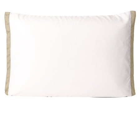 Fronha Acetinada Filetto Branco e Bege 400 Fios | Westwing