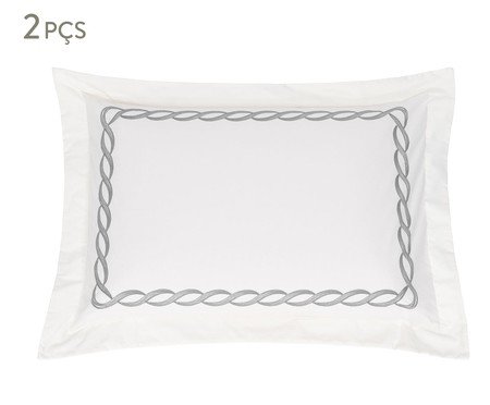 Jogo de Fronhas com Quatro Abas Francis Cinza 180 Fios | Westwing