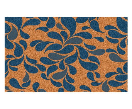 Tapete Capacho Emborrachado Nini - Bege e Azul | Westwing