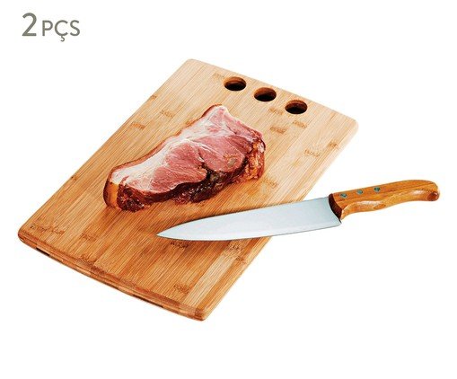 Jogo para Corte em Inox E Bambu Califórnia, white,multicolor | WestwingNow