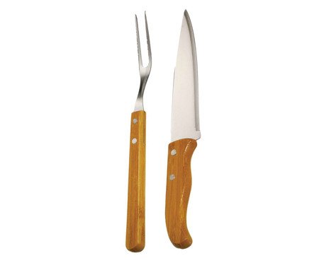 Jogo de Faca E Garfo Trinchante em Inox E Bambu Special Line | Westwing