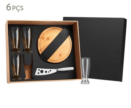 Jogo para Servir Queijo E Cerveja em Inox E Bambu Benita | Westwing