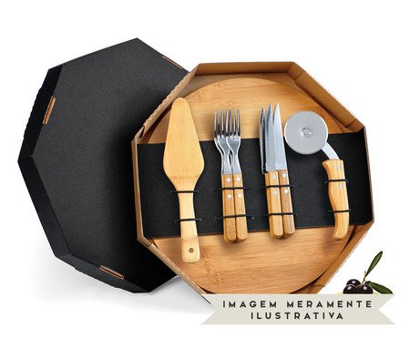 Jogo para Servir Pizza em Inox E Bambu Napoli Full | Westwing