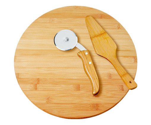 Jogo para Servir Pizza em Bambu Yumi, white,multicolor | WestwingNow