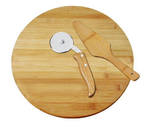 Jogo para Servir Pizza em Inox E Bambu Napoli, white,multicolor | WestwingNow