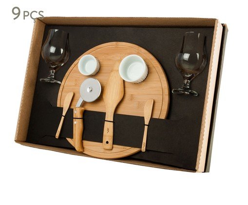 Jogo para Pizza E Cerveja em Bambu Itália, white,multicolor | WestwingNow