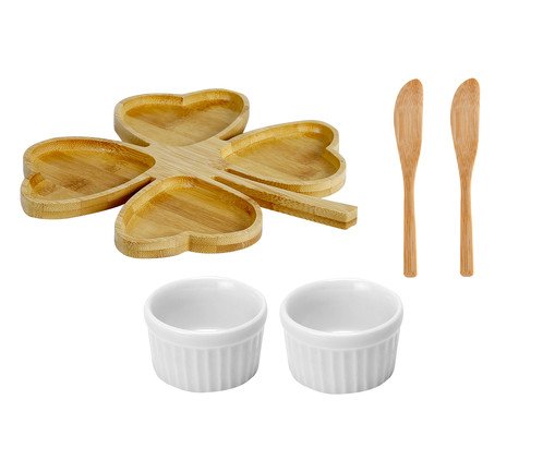 Jogo para Petiscos em Porcelana E Bambu Cordan, multicolor | WestwingNow