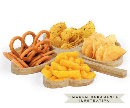 Jogo para Petiscos em Porcelana E Bambu Cordan | Westwing