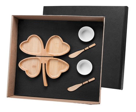 Jogo para Petiscos em Porcelana E Bambu Cordan | Westwing