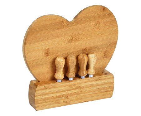 Jogo para Queijo em Inox E Bambu Bram'S Heart | Westwing