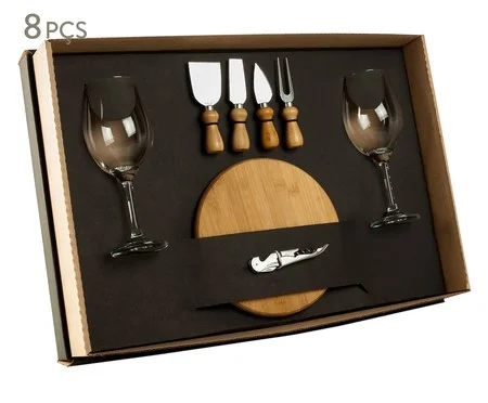 Jogo para Servir Queijo E Vinho em Bambu Kendal