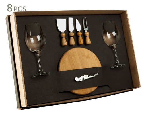 Jogo para Servir Queijo E Vinho em Bambu Kendal, white,multicolor | WestwingNow