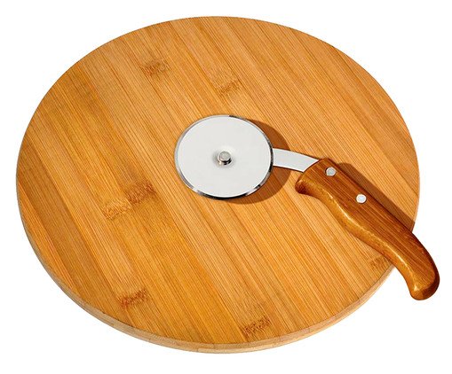 Jogo para Pizza em Inox E Bambu Napoli, wood pattern | WestwingNow