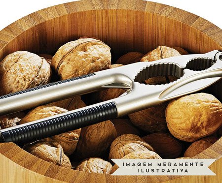 Jogo de Tigela E Quebra-Nozes em Inox E Bambu Madri | Westwing