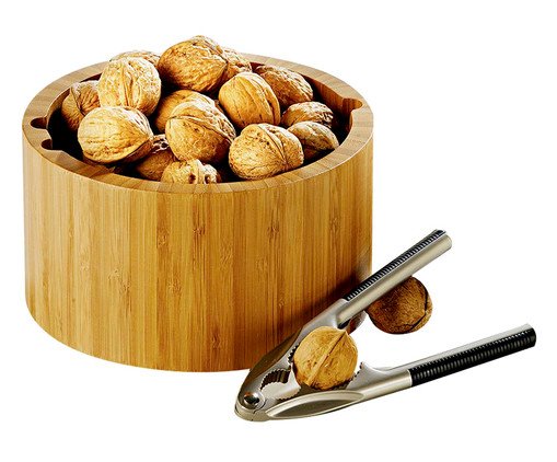 Jogo de Tigela E Quebra-Nozes em Inox E Bambu Madri, white,multicolor | WestwingNow