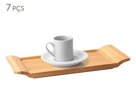 Jogo de Xícaras para Café Com Pires em Porcelana E Bambu Lovey Nardo
