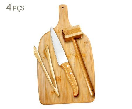 Jogo de Utensílios para Cozinha em Inox E Bambu Saverio Maker | Westwing