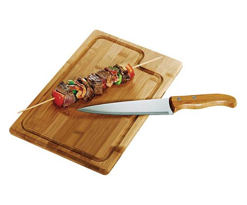 Jogo de Tábua E Faca em Inox E Bambu Dallas, white,multicolor | WestwingNow