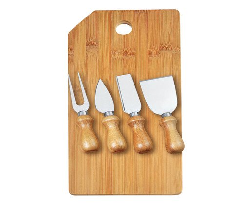 Jogo para Queijo em Inox E Bambu Oregon, white,silver / metallic,multicolor | WestwingNow