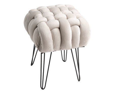 Pufe Trançado com Pés em Veludo Hairpinlegs Off White | WestwingNow