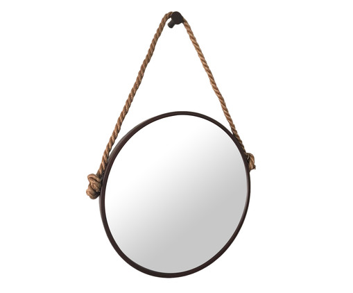 Espelho com Alça Adnet Rope - Marrom, Prata | WestwingNow