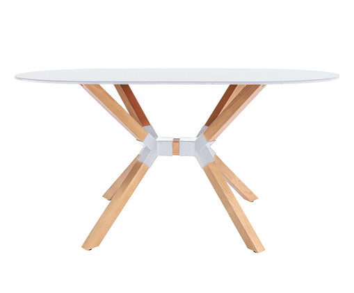 Mesa de Jantar Oval Lines Laca Offwhite, Off White | WestwingNow