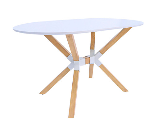 Mesa de Jantar Oval Lines Laca Offwhite, Off White | WestwingNow