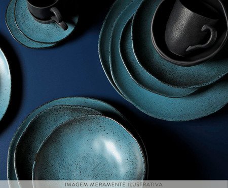 Jogo de Pratos Raso Orgânico Petroleum Azul | Westwing