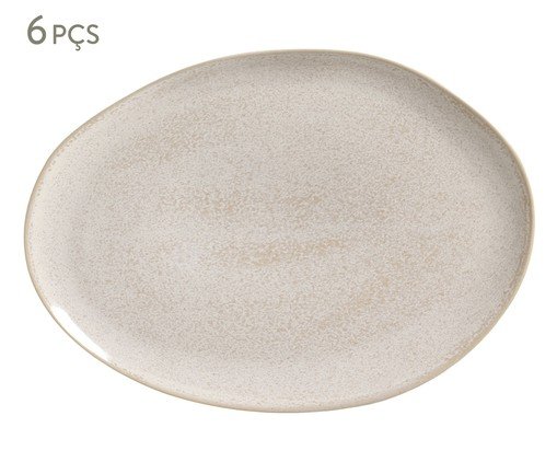Jogo de Pratos para Sobremesa Oval Orgânico Latte Cru, Bege | WestwingNow