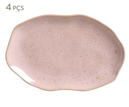 Jogo de Travessas Oval Rasa Média Bio Litchi Rosa | Westwing