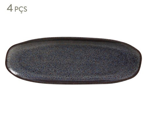 Jogo de Travessas Oval Rasa Orgânico Titanium Azul Escuro, Preto | WestwingNow