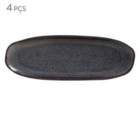 Jogo de Travessas Oval Rasa Orgânico Titanium Azul Escuro | Westwing