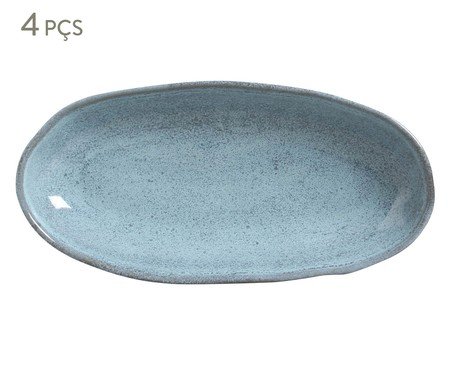 Jogo de Travessas Oval Funda Orgânico Breeze Azul Claro | Westwing