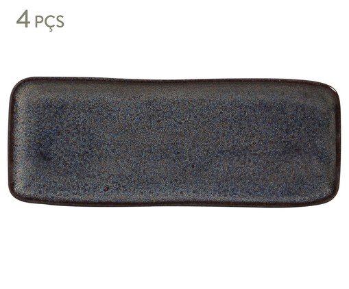 Jogo de Travessas Retangular Média Titanium Azul Escuro, Preto | WestwingNow