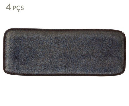 Jogo de Travessas Retangular Média Titanium Azul Escuro | Westwing