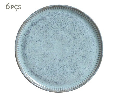 Jogo de Pratos para Sobremesa Linhas Breeze Azul Claro | Westwing