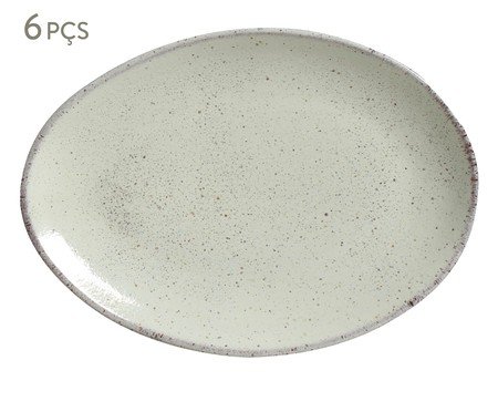 Jogo de Pratos para Sobremesa Oval Pistache Verde Menta | Westwing