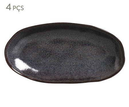 Jogo de Travessas Oval Funda Titanium Azul Escuro | Westwing