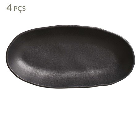 Jogo de Travessas Oval Funda Orgânico Preto Matte Preto | Westwing
