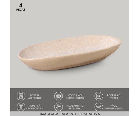 Jogo de Travessas Oval Funda Orgânico Latte Cru | Westwing