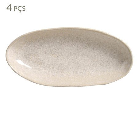Jogo de Travessas Oval Funda Orgânico Latte Cru | Westwing