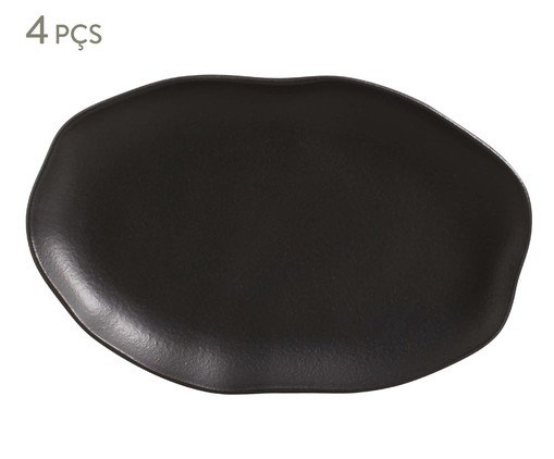 Jogo de Travessas Oval Rasa Média Bio Matte Preto, Preto | WestwingNow