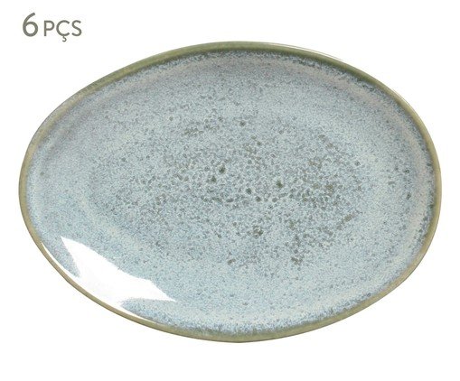 Jogo de Pratos de Sobremesa Orgânico Green Granite, Azul | WestwingNow