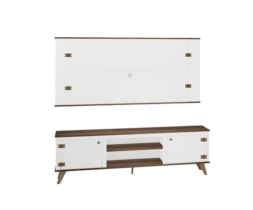 Rack com Painel 2 Portas 3 Prateleiras Branco Madeirado, white | WestwingNow