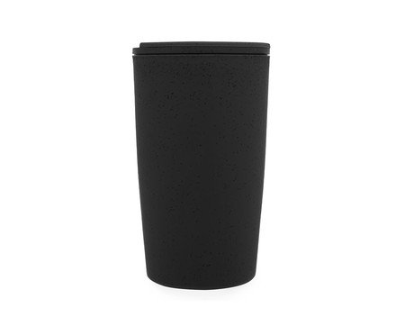 Copo Térmico com Tampa em Bambu Preto | Westwing