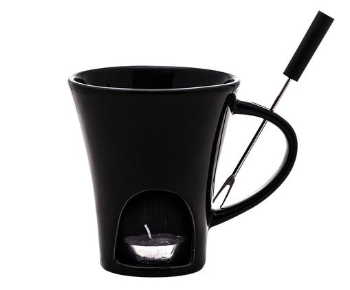 Mini Fondue de Porcelana Ivy Preta, Preto | WestwingNow