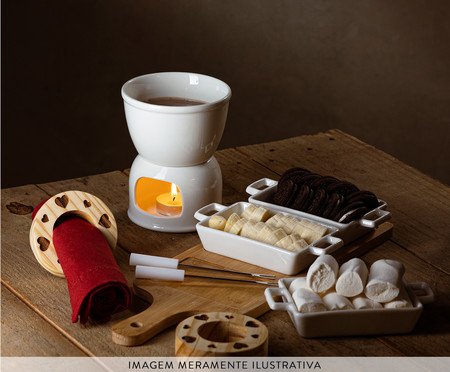 Aparelho de Fondue em Porcelana Branco Wolff | Westwing